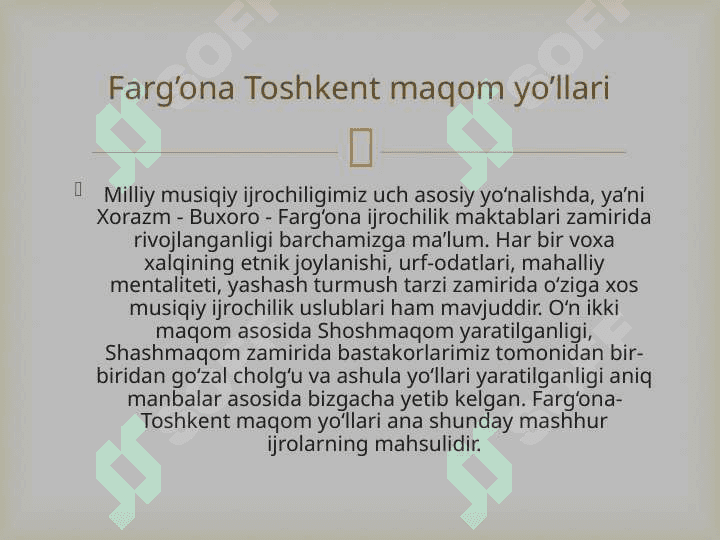 Farg’ona Toshkent maqom yo’llari 2