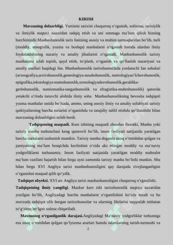 XVI ASR ANGLIYA TARIXI MANBASHUNOSLIGI 2