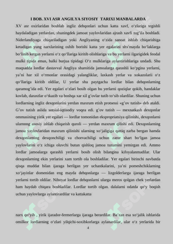 XVI ASR ANGLIYA TARIXI MANBASHUNOSLIGI 4