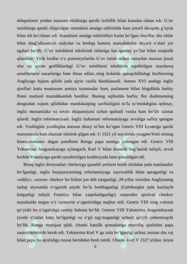 XVI ASR ANGLIYA TARIXI MANBASHUNOSLIGI 6