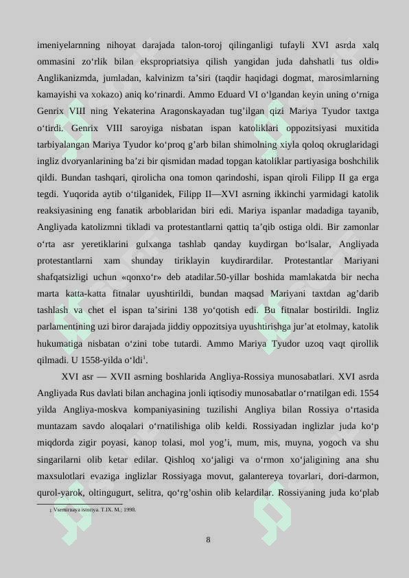 XVI ASR ANGLIYA TARIXI MANBASHUNOSLIGI 8