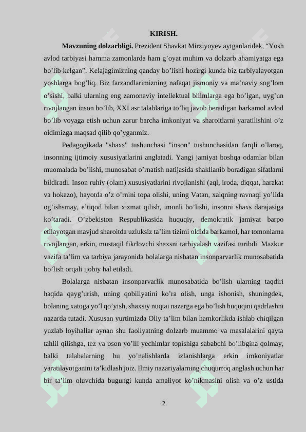 Faoliyatning o’zlashtrilishi va malakalarni egallash 2