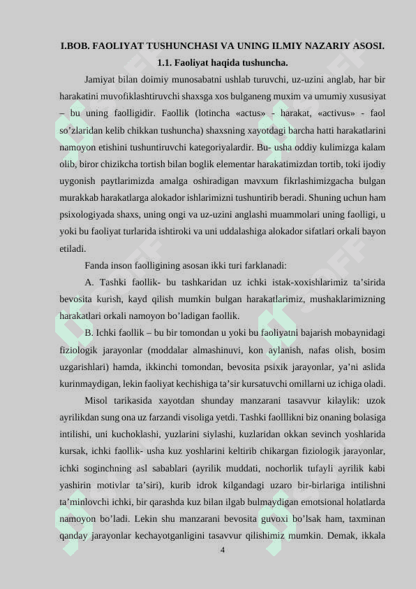 Faoliyatning o’zlashtrilishi va malakalarni egallash 4