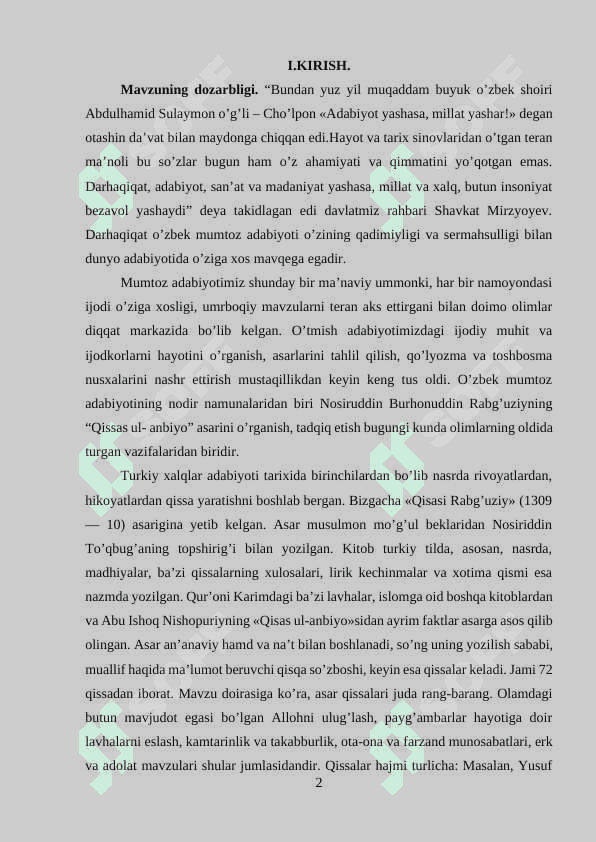 “QISASI RABG’UZIY”DAGI HIKOYATLARINING G’OYAVIY-BADIIY XUSUSIYATLARI 2