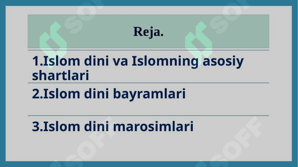 Islom dinidagi bayram va marosimlar. 2