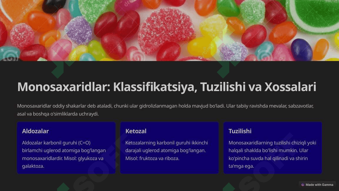 Uglevodlar : Monosaxaridlar va Disaxaridlar 3