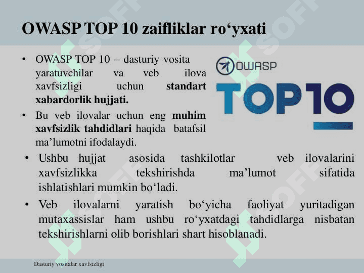 Dasturiy vositalarda zaifliklar turlari va tasnifi 4