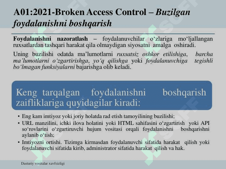 Dasturiy vositalarda zaifliklar turlari va tasnifi 7