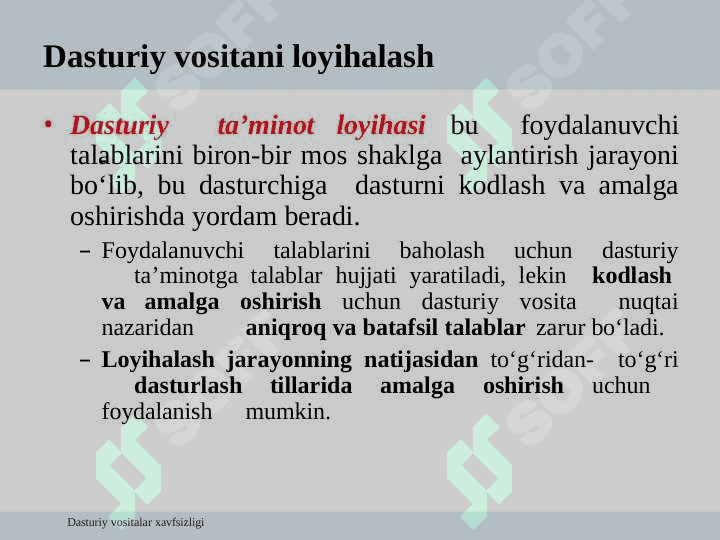 Dasturiy vositalar arxitekturasi va loyihalash 5