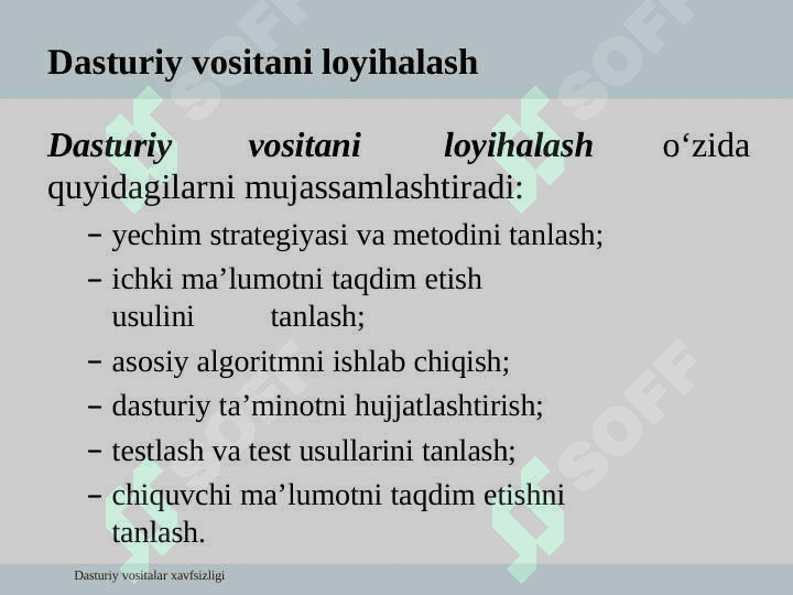 Dasturiy vositalar arxitekturasi va loyihalash 6