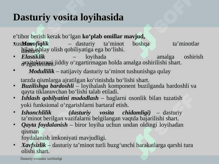 Dasturiy vositalar arxitekturasi va loyihalash 8
