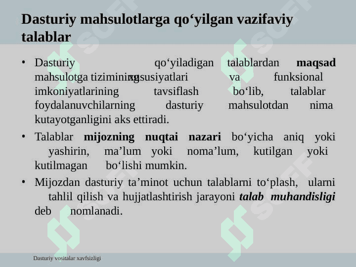 Dasturiy vositalarga qo‘yilgan xavfsizlik talablari 3