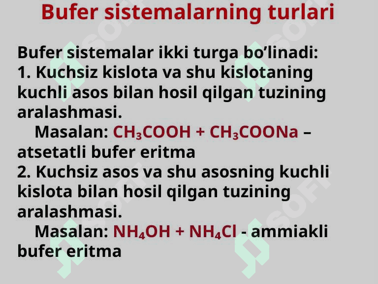 KISLOTA ASOSLI MUVOZANAT . BUFER SISTEMALAR 8