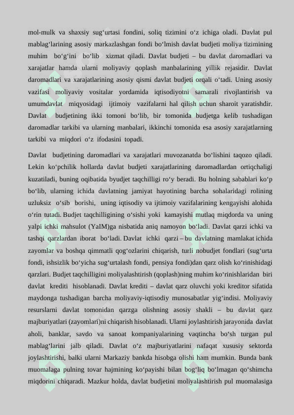 Moliyaning  mazmuni ,  ahamiyati , moliya tizimi  va  uning  bo`g`inlari 4