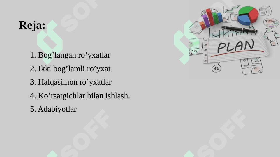 Bog‘langan ro‘yxatlar haqida tushunchalar. Chiziqli bog‘langan ro’yhatlarni mantiqiy tasvirlash. Ikki bog’lamli ro‘yhatlar 2