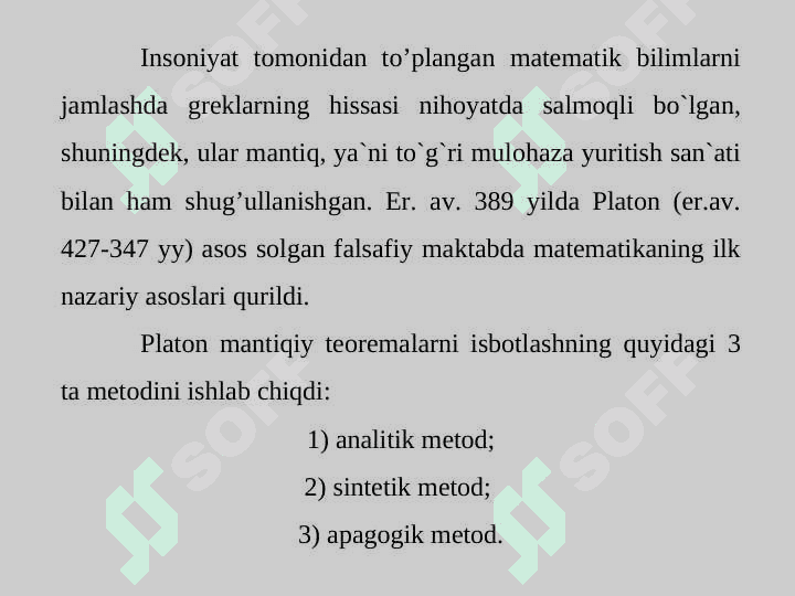 Bul algebrasi. Mulohaza tushunchasi. Mulohazalar ustida ikkilik mantiqiy amallar. 5