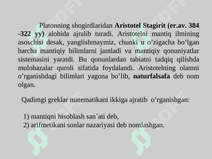 Bul algebrasi. Mulohaza tushunchasi. Mulohazalar ustida ikkilik mantiqiy amallar. 7