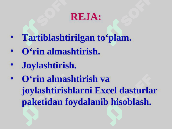 O‘rin almashtirish va joylashtirish 2
