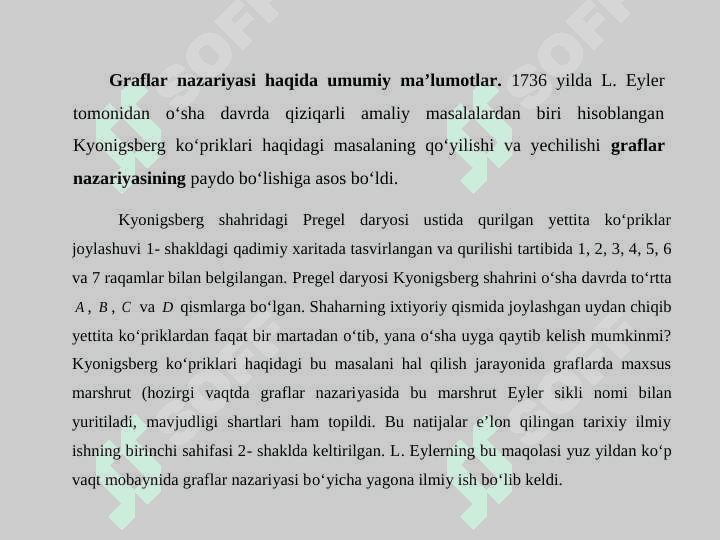 Graflar nazariyasi. Graflar nazariyasining asosiy tushunchalari.Graflarning ba’zi maxsus turlari.Graflarning berilish usullari. 2