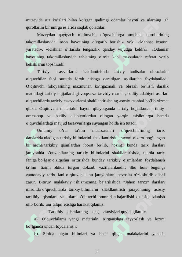 Tarix va ijtimoiy fanlar darslarida tarixiy tasavvur va tushunchalarni shakllantirishning o’rni 6