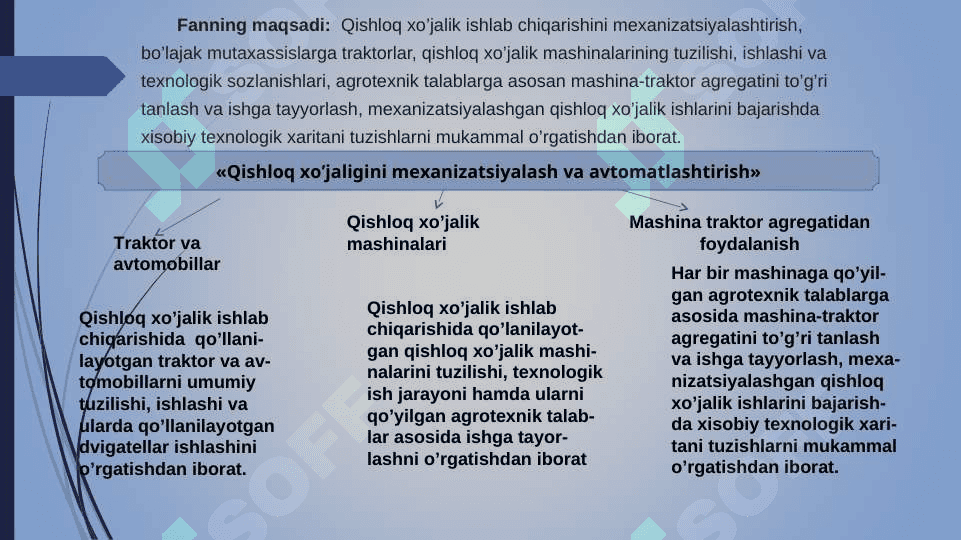 TRAKTOR VA AVTOMOBILLARNING TASNIFIVA ASOSIY QISMLARI. ICHKI YONUV DVIGATELLARI 2