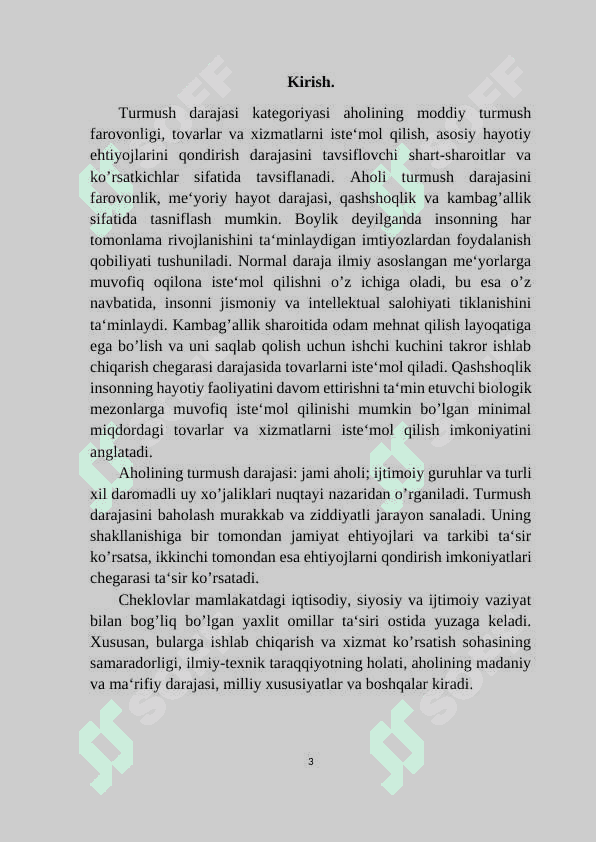 Aholining turmush darajasi holati va yashash darajasi 3