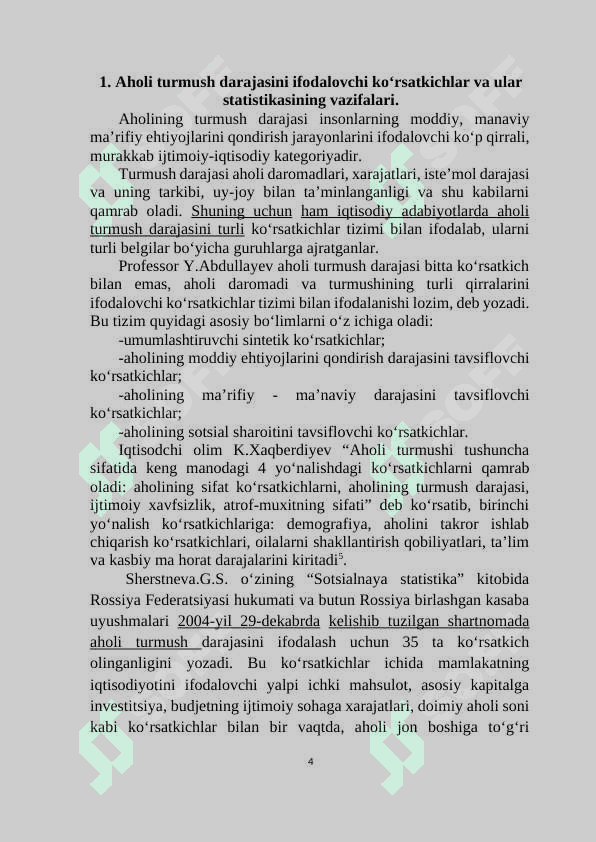 Aholining turmush darajasi holati va yashash darajasi 4