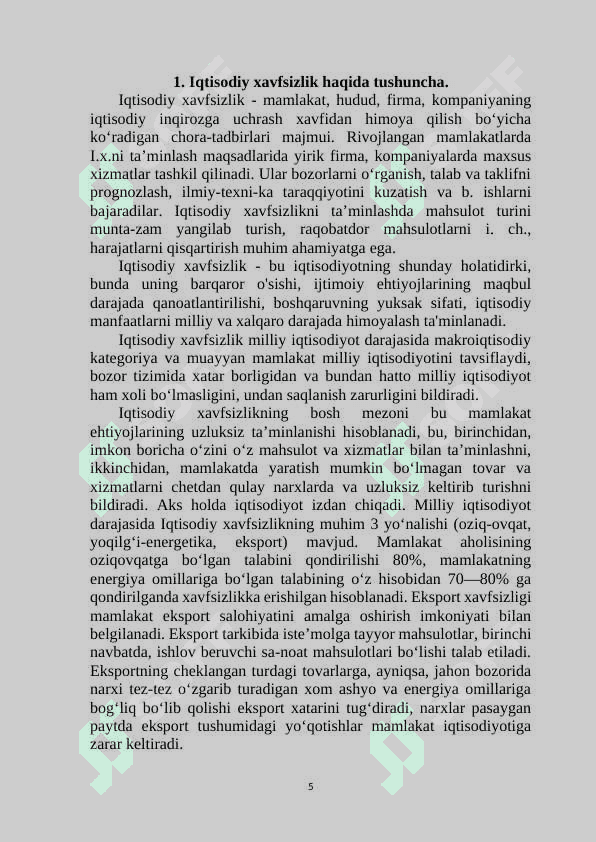 Iqtisodiy xavfsizlikni ta’minlashda davlatning asosiy vazifalari 5