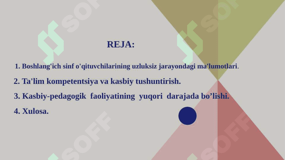 Boshlang'ich sinf o'qituvchilarining uzluksiz jarayondagi ma'lumotlari  ta'lim kompetentsiya va kasbiy tushuntirish  tayyorgarlik 2