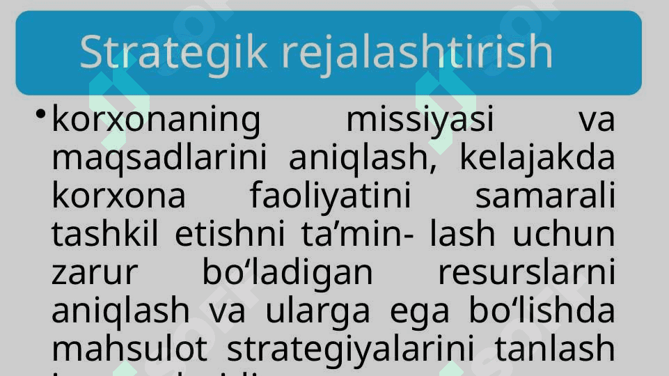 Korxonada taktik va strategik rejalashtirish 4