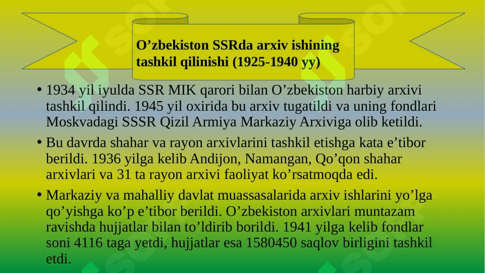 O‘zbekiston Respublikasi arxiv ishi tog‘risdagi qonuni 8