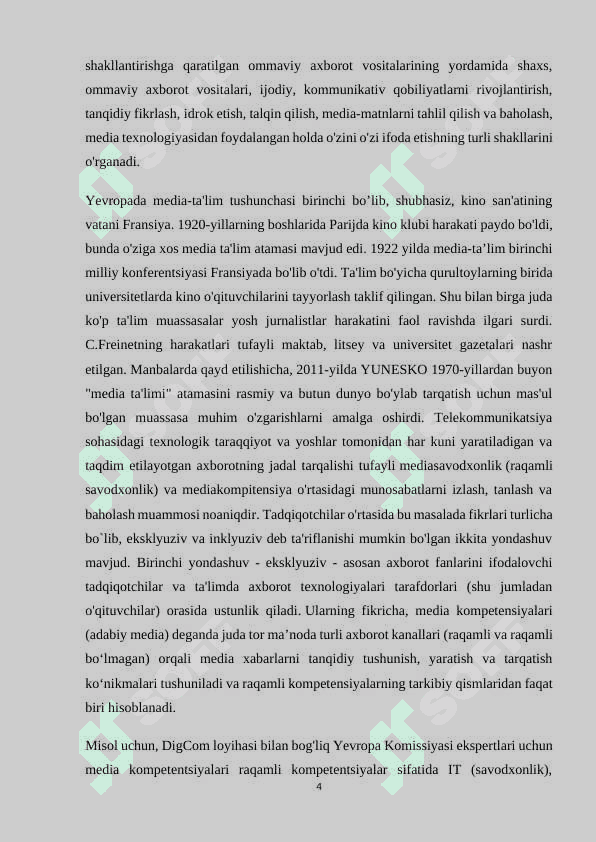 DUNYO MAMLAKATLARIDAGI MEDIA VA AXBOROT SAVODXONLIGI TARAQQIYOTI 4