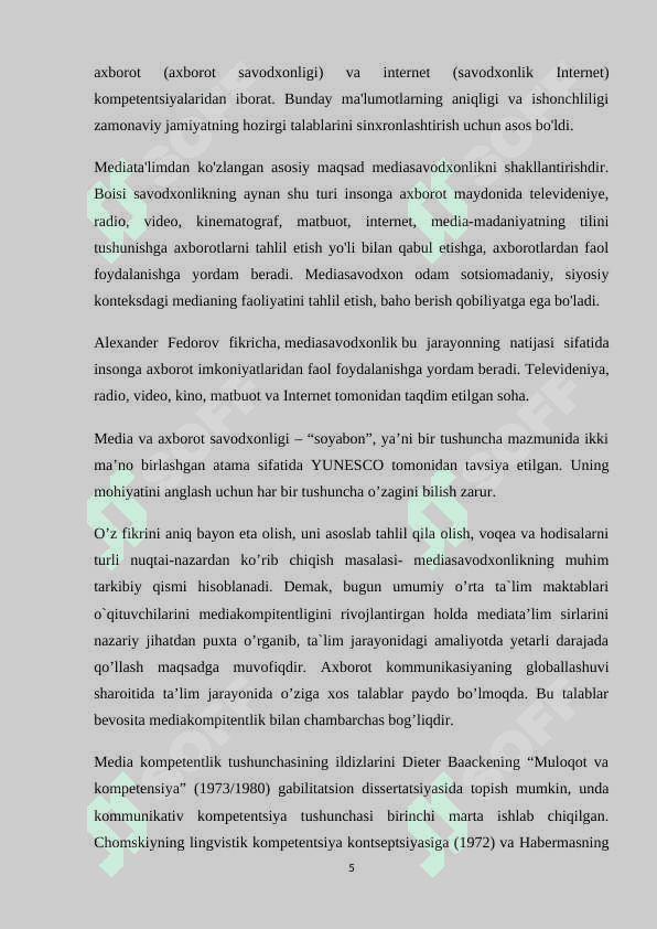 DUNYO MAMLAKATLARIDAGI MEDIA VA AXBOROT SAVODXONLIGI TARAQQIYOTI 5