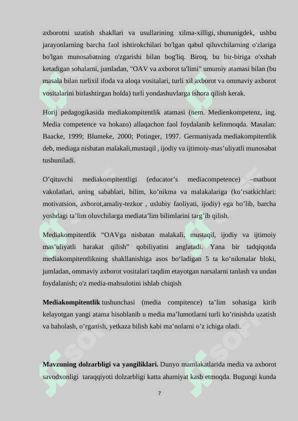 DUNYO MAMLAKATLARIDAGI MEDIA VA AXBOROT SAVODXONLIGI TARAQQIYOTI 7