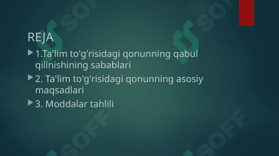 O’ZBEKITON RESPUBLIKASI TA’LIM TO’G’RISIDAGI QONUNI 2