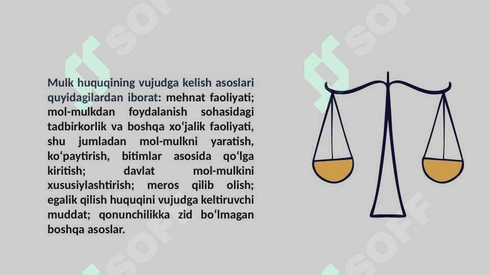 Mulk huquqining vujudga kelish asoslari 2