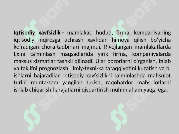 Jahon iqtisodiyotini globallashuvi sharoitida iqtisodiy havfsizlik va milliy iqtisodiyot raqobatbardoshligini ta’minlash muammolari 2