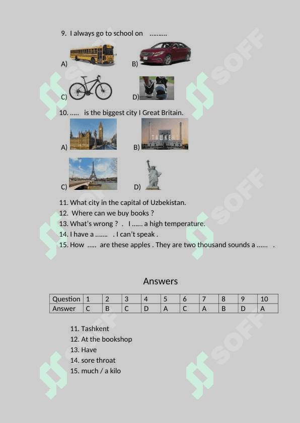 10-5- sinf ingliz tili PISA TEST 2