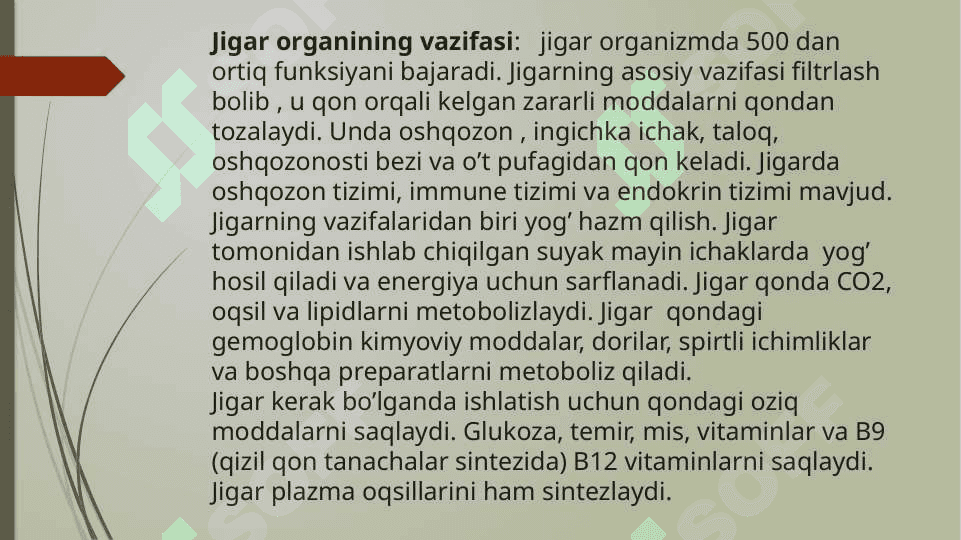 Jigar va oshqozonosti    bezining tuzilishi va funksiyalari 7
