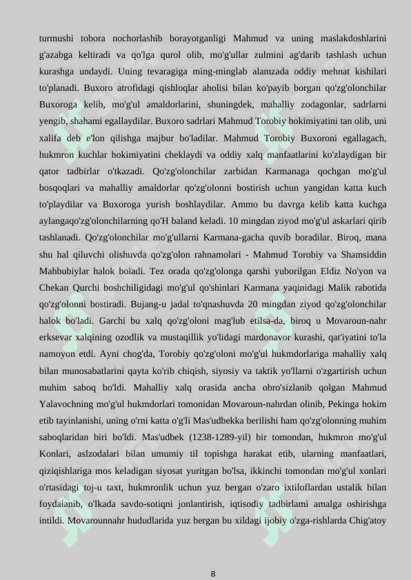 Chig'atoy ulusi mamuriy tuzilishi 8