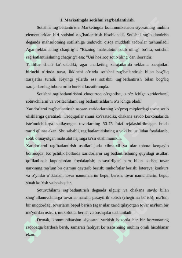 Xalqaro marketingda sotuvni ragʼbatlantirish usullari 3