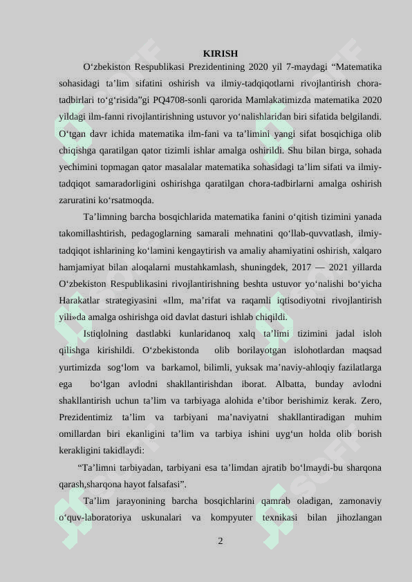 Chegirmalar nazariyasi va uning 2