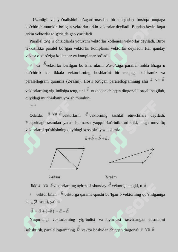 Vektоrlar va ular ustida amallar mavzusida referat 4