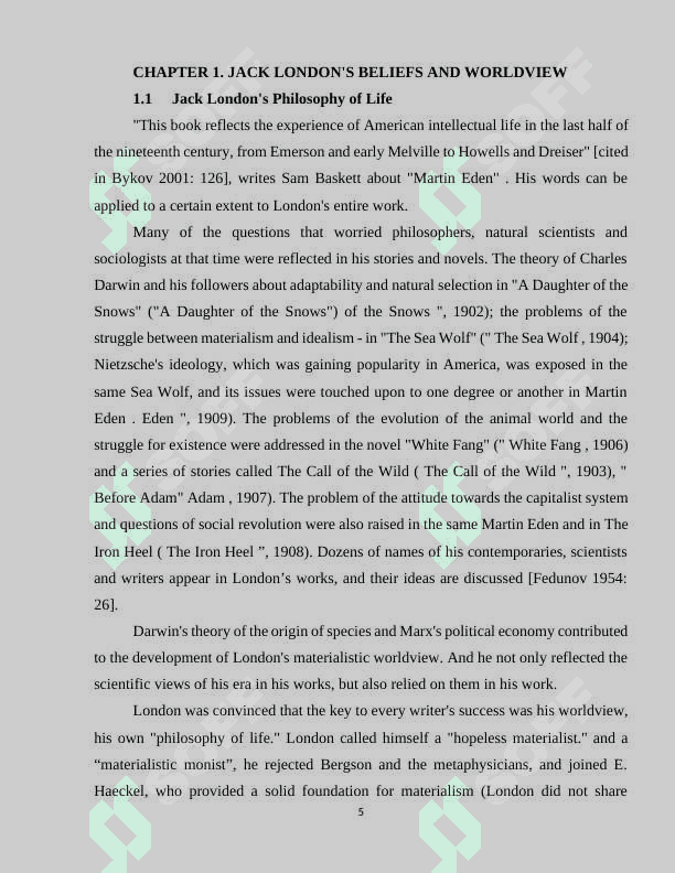 Social, ethic and esthetic problems in novels by Jack London 5