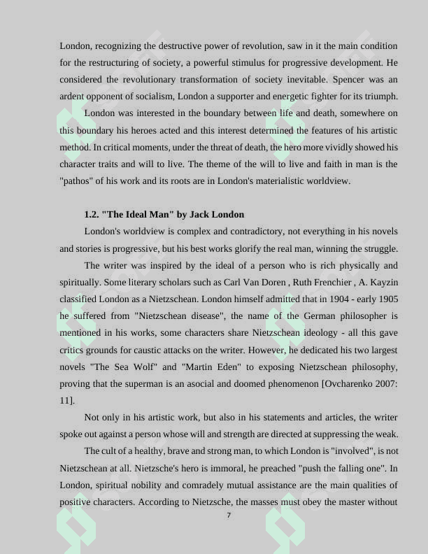 Social, ethic and esthetic problems in novels by Jack London 7