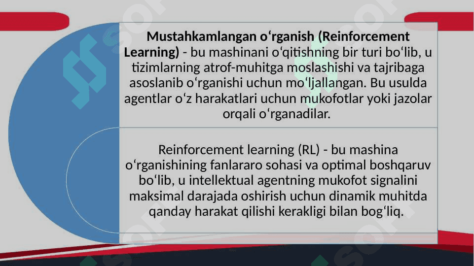 Reinforcement Learning (mustahkamlangan o‘rganish)va uning asosiy tushunchalari 2