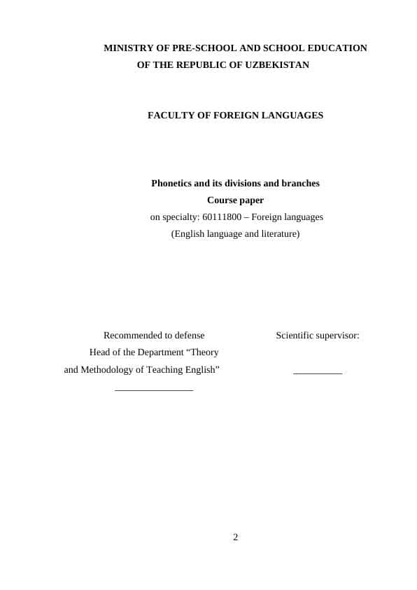 Phonetics and its divisions and branches