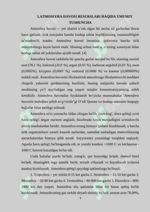 “Atmosfera havosi uning resurslaridan foydalanish va ularni muhofaza qilish” 4