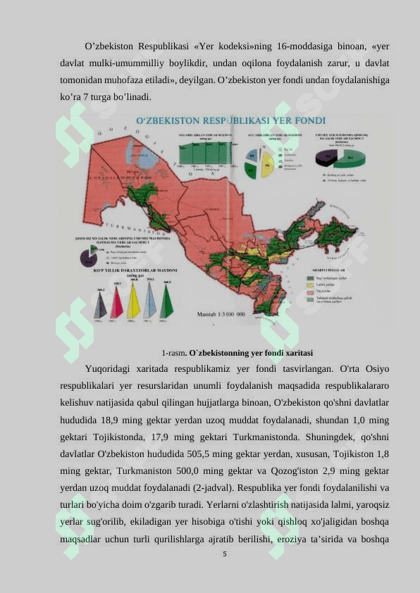 “Yer resurslarini qishloq xoʻjaligi jihatdan baholash              (Oʻzbekiston misolida) ” 5