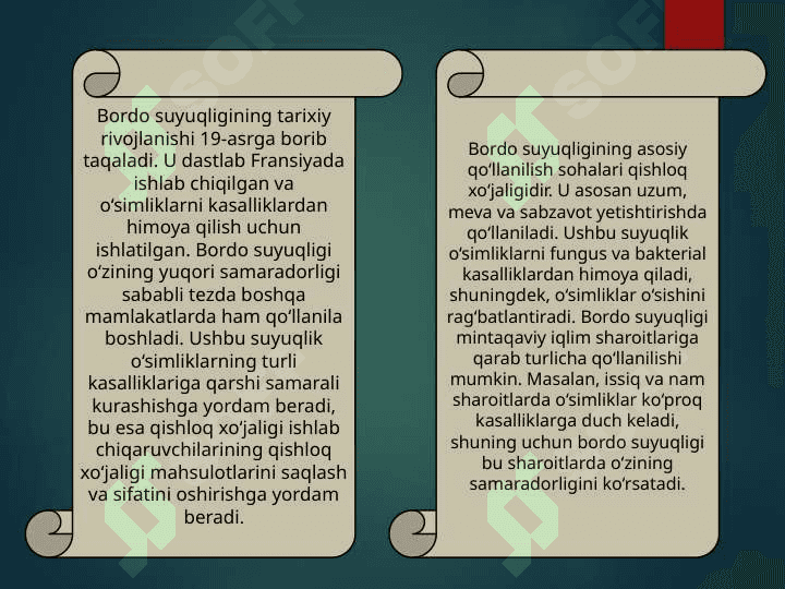 Bordo suyuqligini qo’llanish xususiyatlari va sifatini aniqlash tartibi. 3